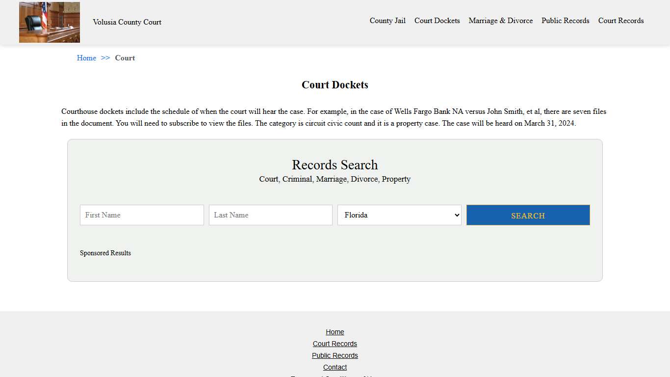 Court Dockets | Volusia County Court